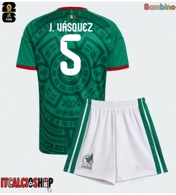 Messico Johan Vasquez #5 Prima Maglia Bambino Mondiali 2026 Manica Corta (+ Pantaloni corti)